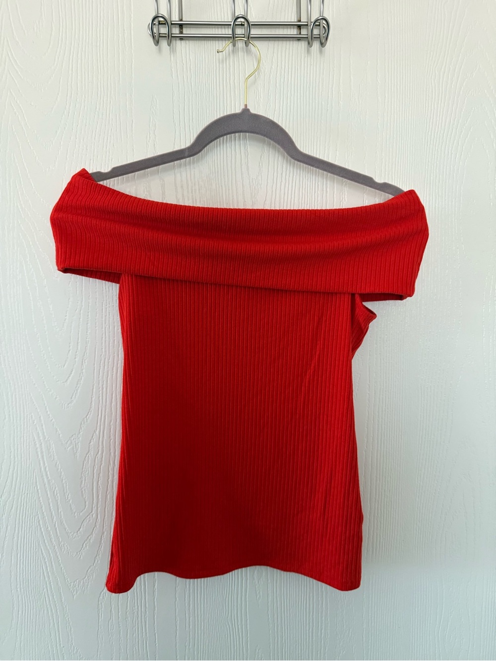 a new day Red Ribbed Off-the-Shoulder Women's Sweater